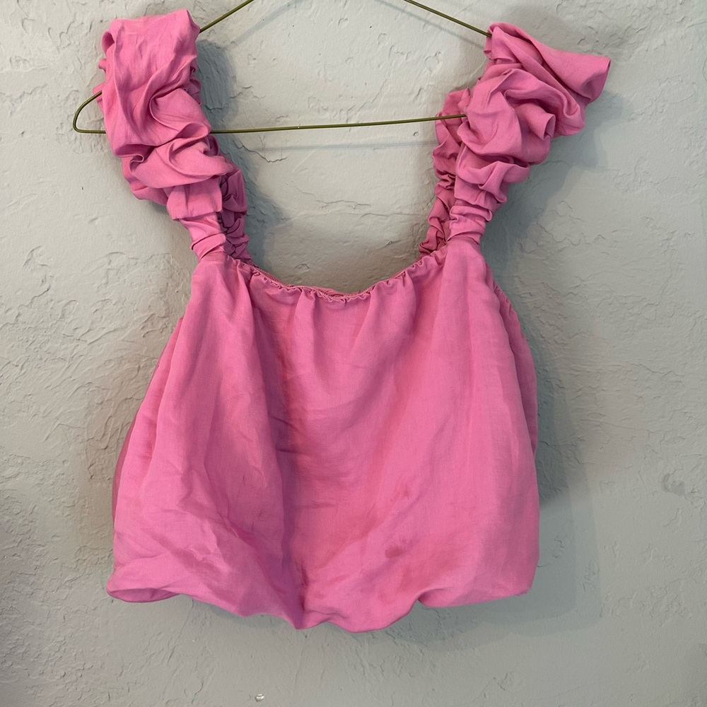 Anthropologie Fuchsia Ruffle Tank Top - Picture 3 of 7